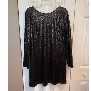 Chi Chi London Long Sleeved Black Sequined Dress